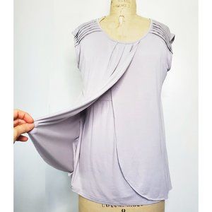 Angel Maternity Womens Petal Front Maternity/Nursing Top Soft Grey L NWT